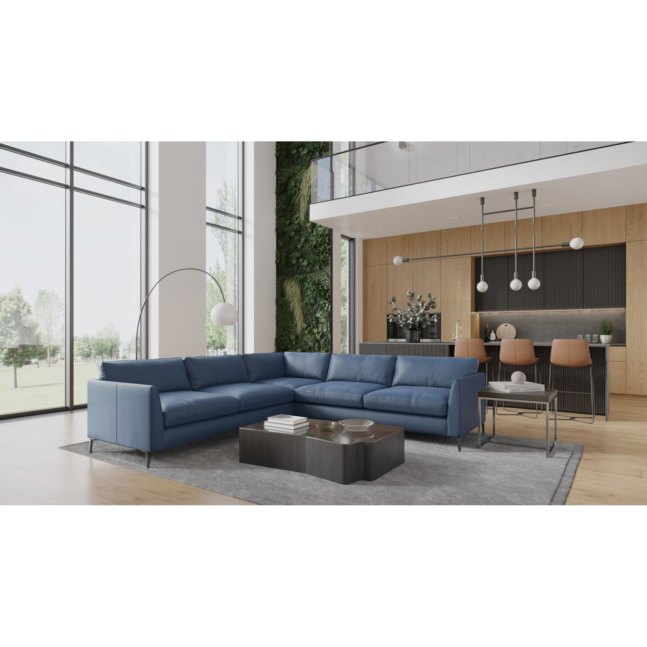 Portofino 2x2 100 Full Top Grain Leather Sectional